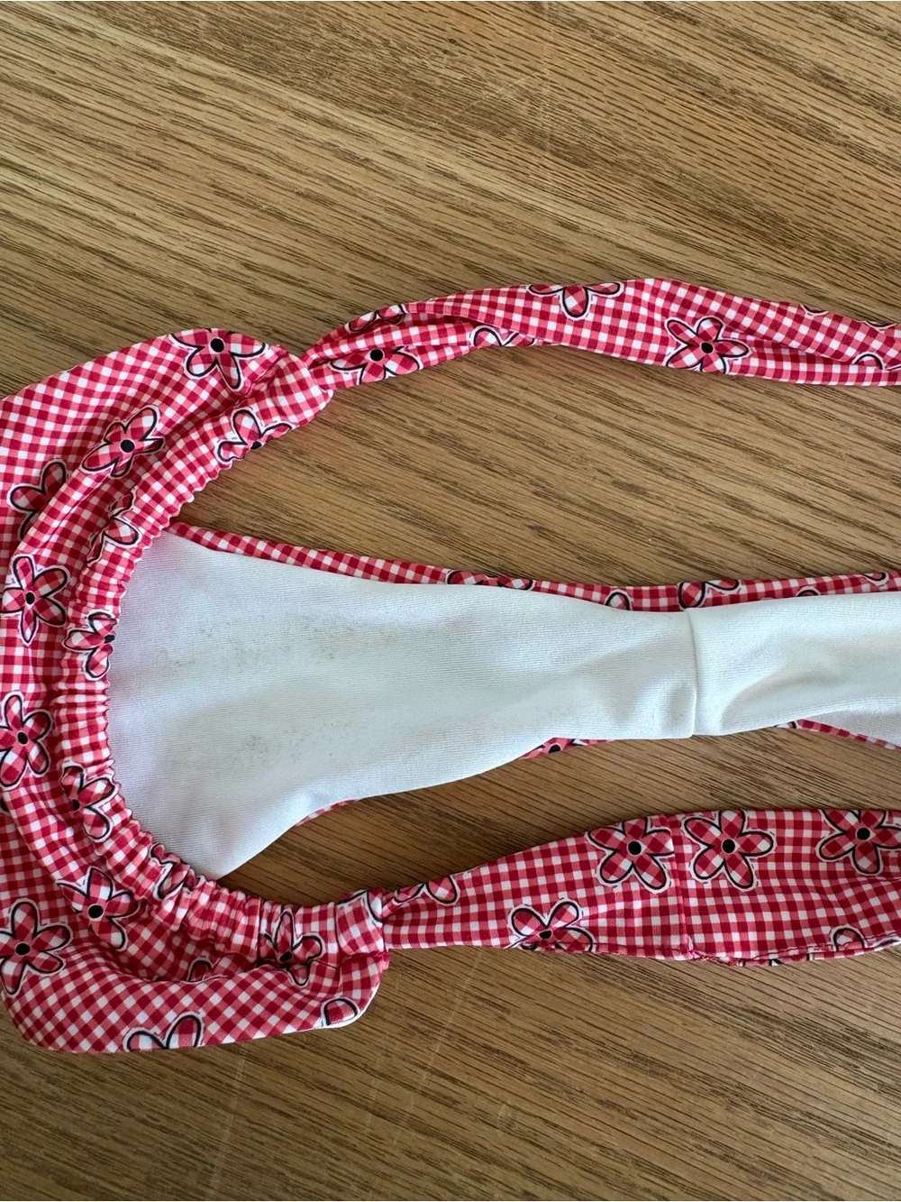 Frankie's Bikinis Red Gingham Floral Two-Piece Bikini